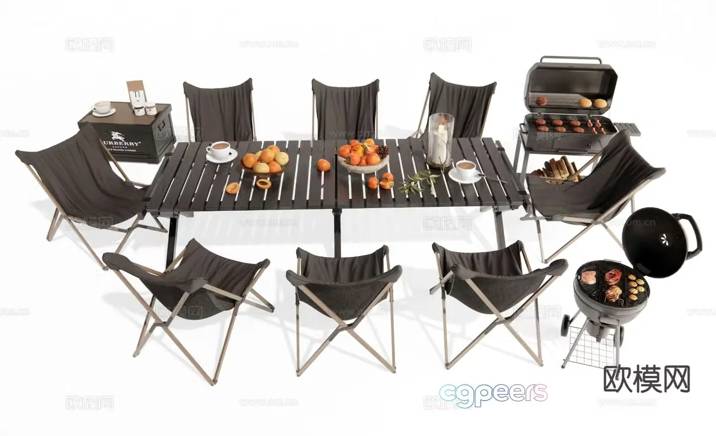 Modern outdoor table and chairs camping table and chairs 3d model