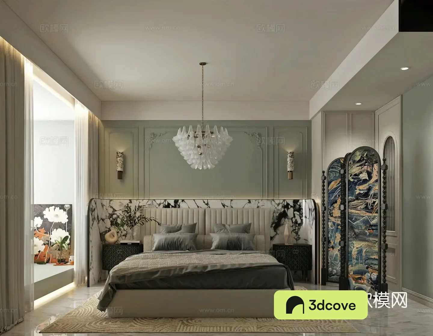 French simple bedroom second bedroom