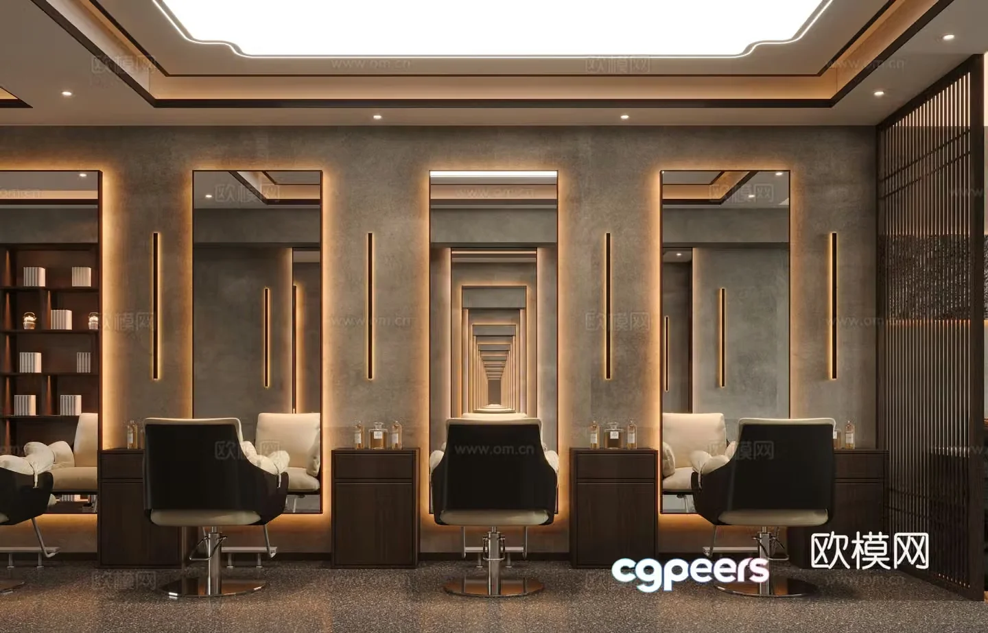 New Chinese style barber shop 3d model