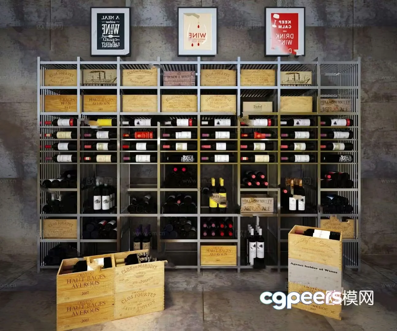 Industrial style wine cabinet model 3D model