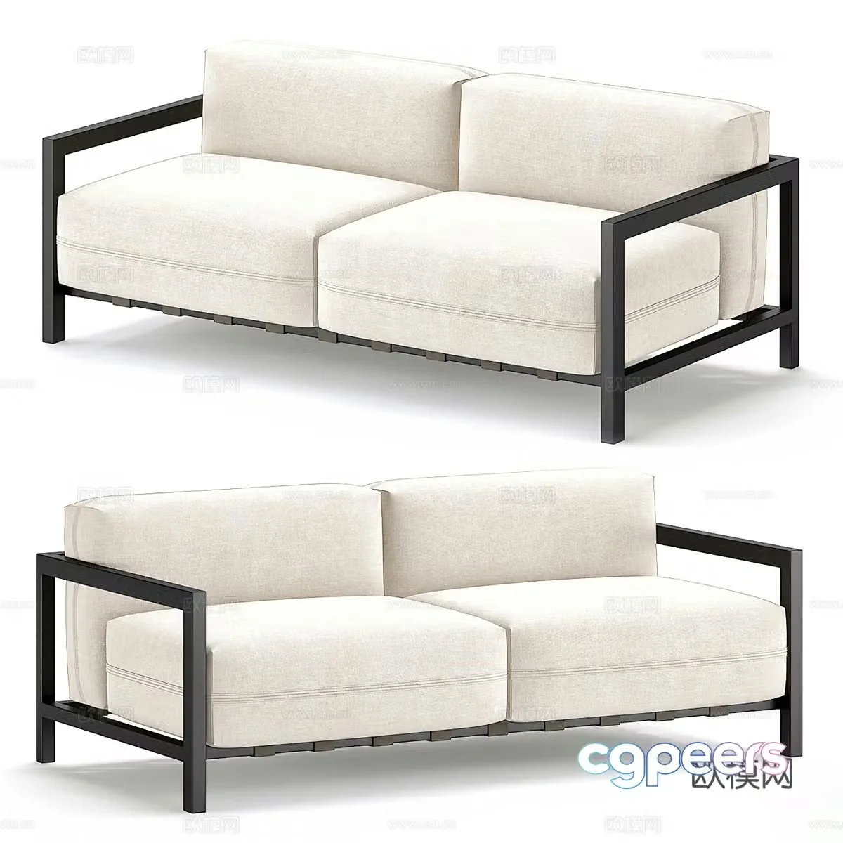 3d model of double sofa