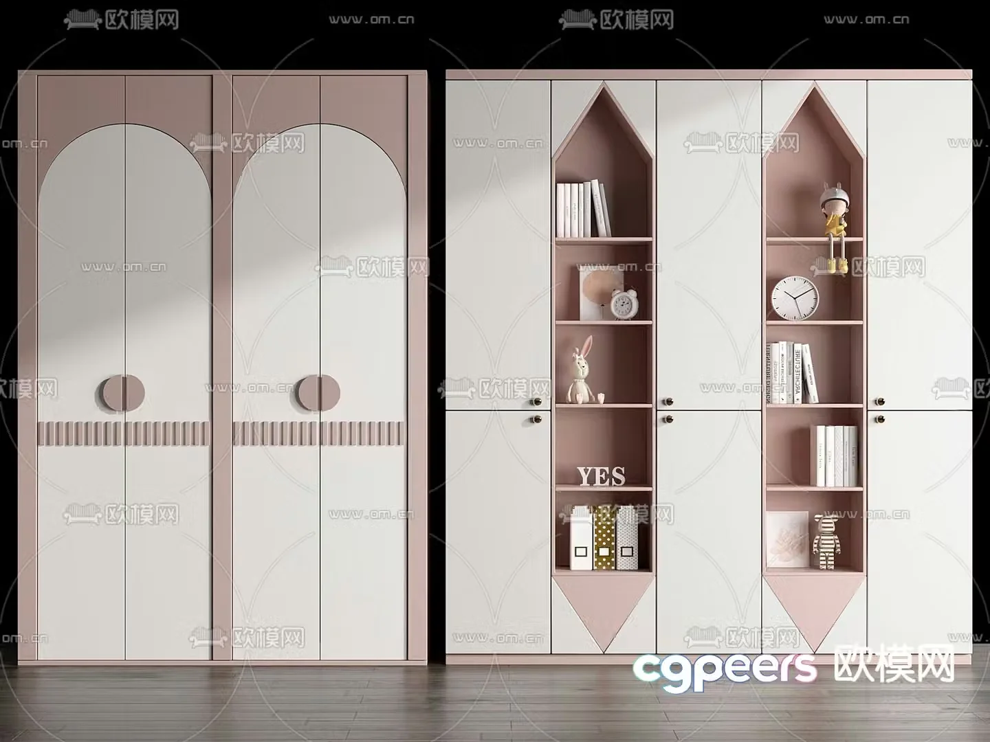 Nordic children’s wardrobe decorative cabinet 3d model