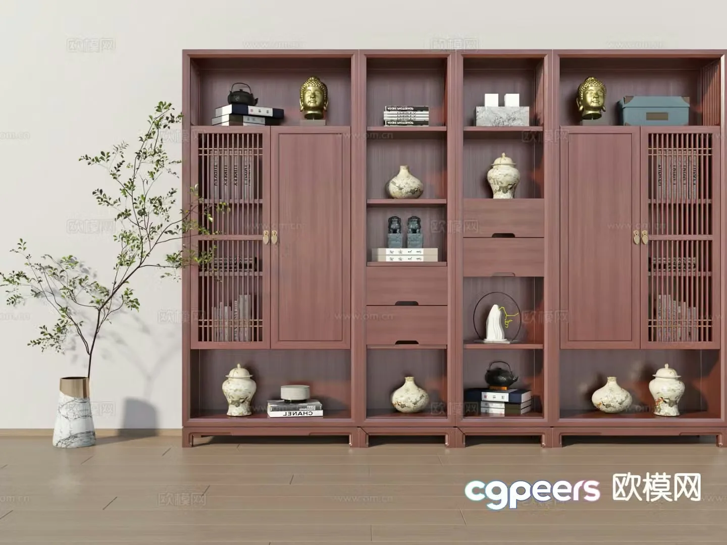 New Chinese style Bogu rack display rack 3D model