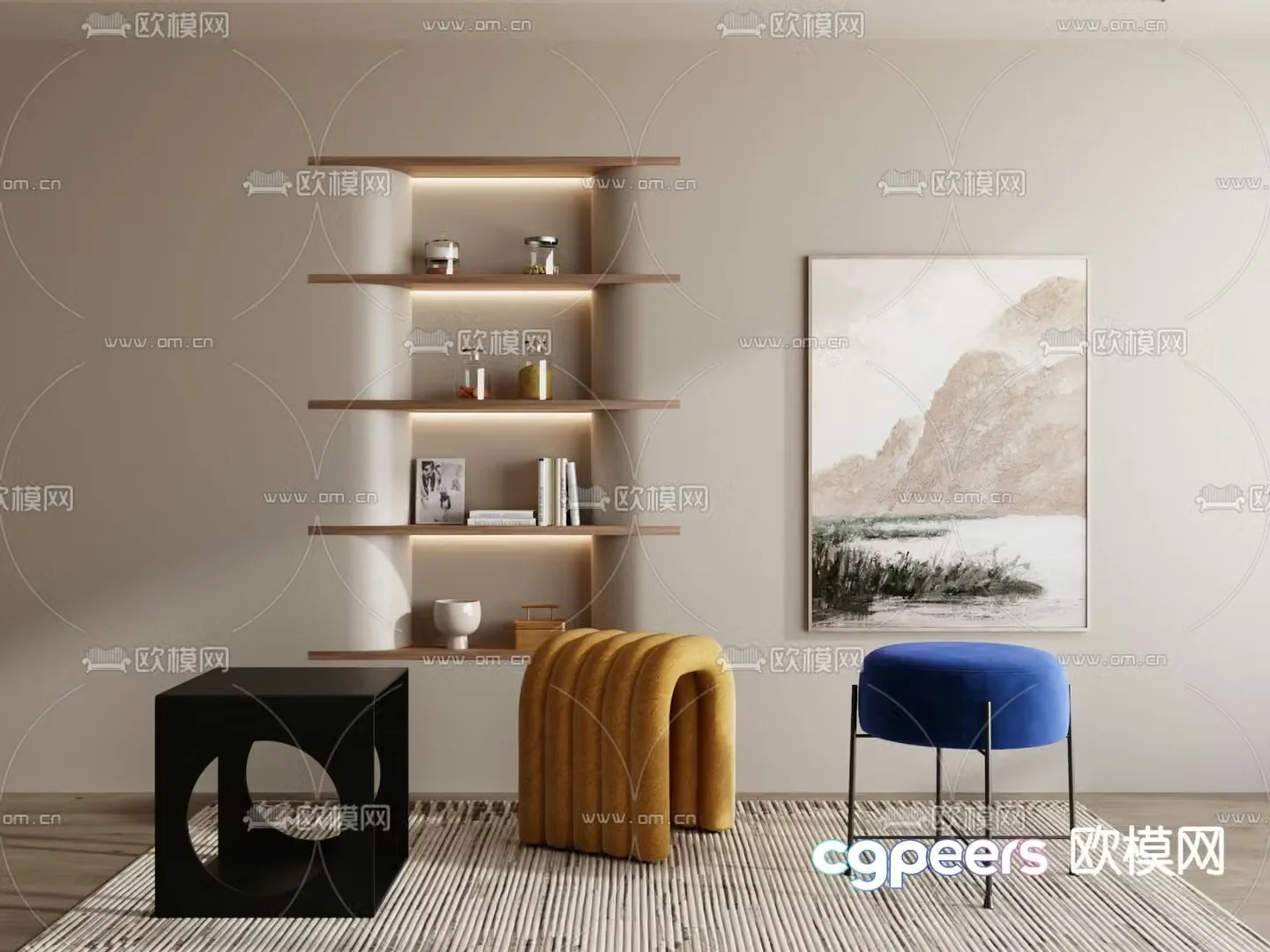 Stool low stool sofa stool shoe changing stool footrest 3D model