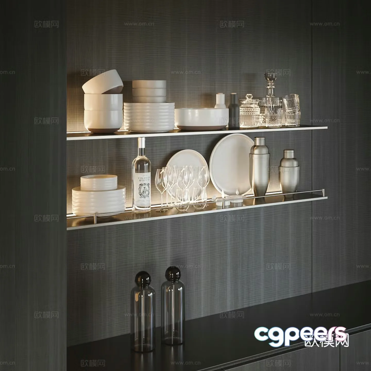 Modern tableware combination 3D model