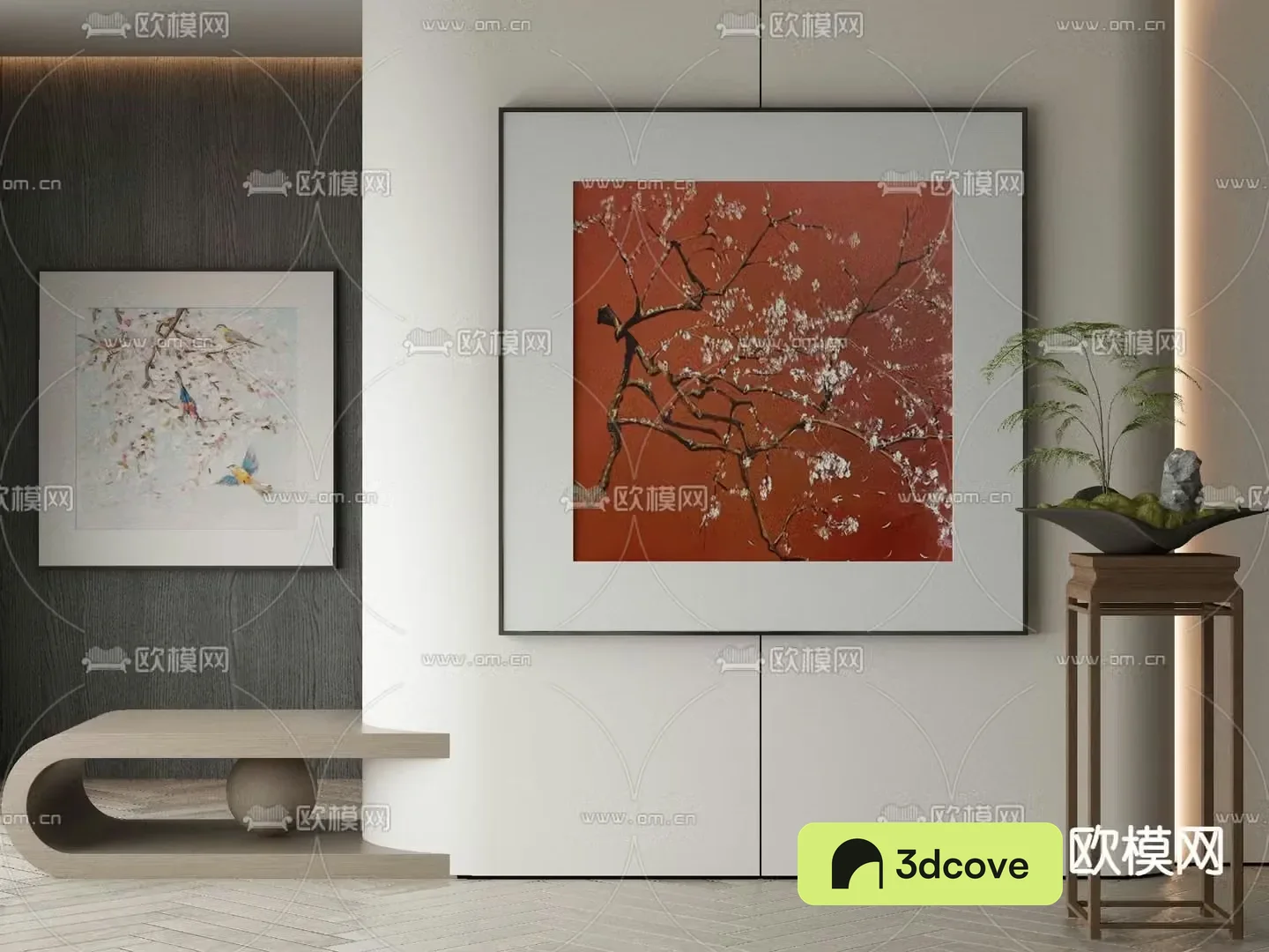 New Chinese style texture painting plant painting decorative painting