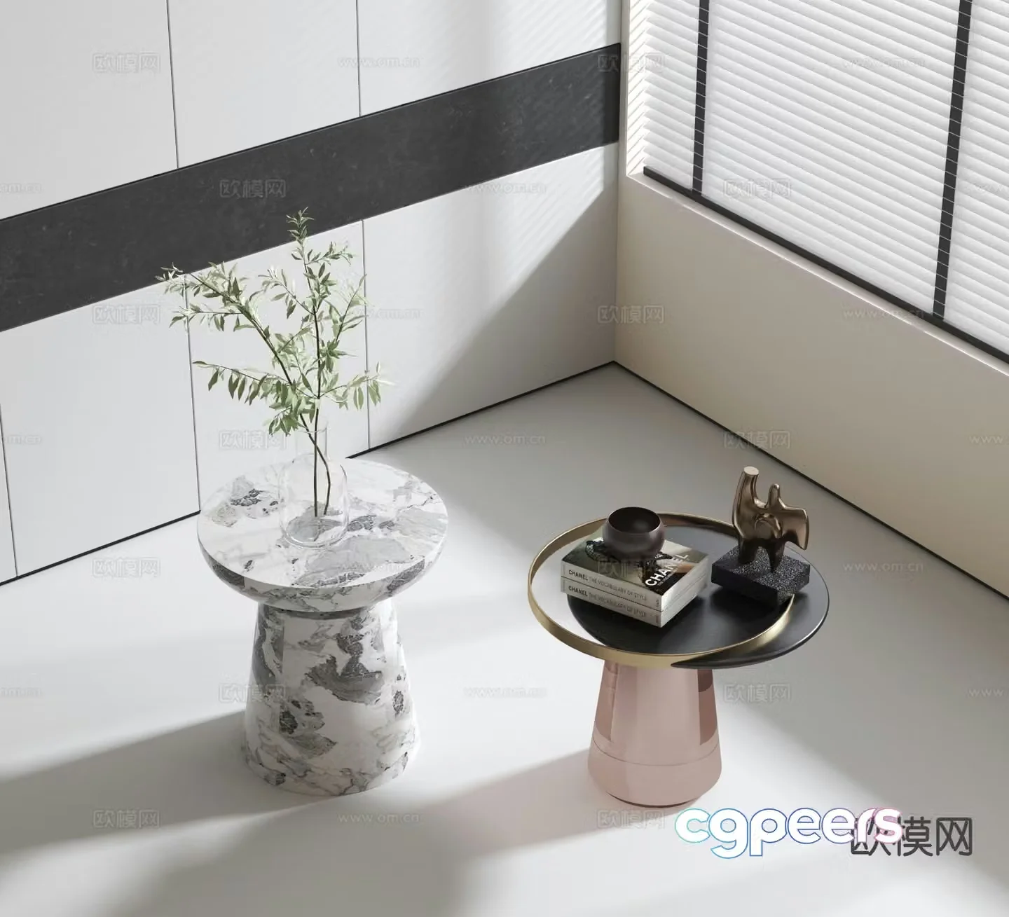 Modern round table side table angle table 3D model