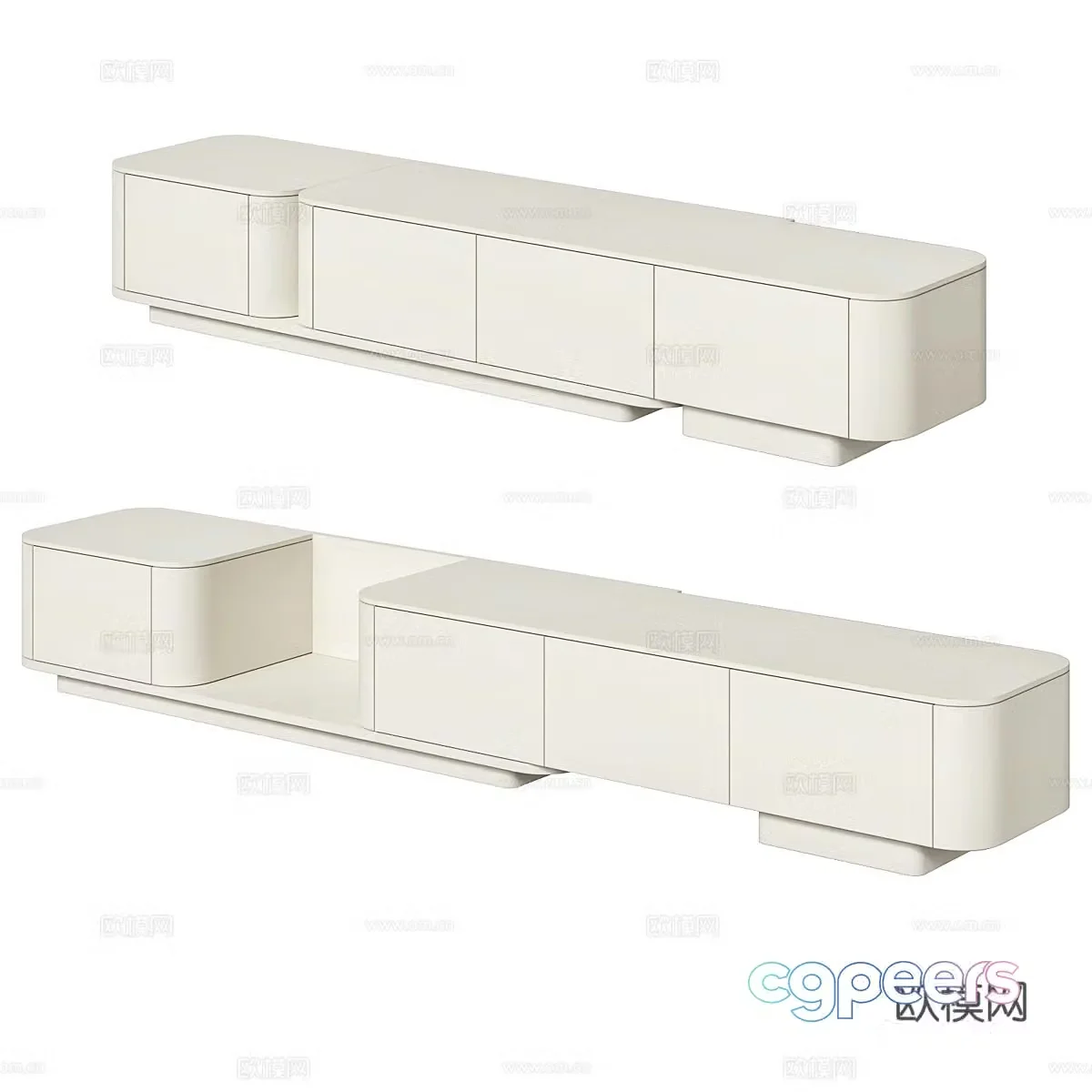 Modern Italian minimalist Japandi white TV cabinet 3d model