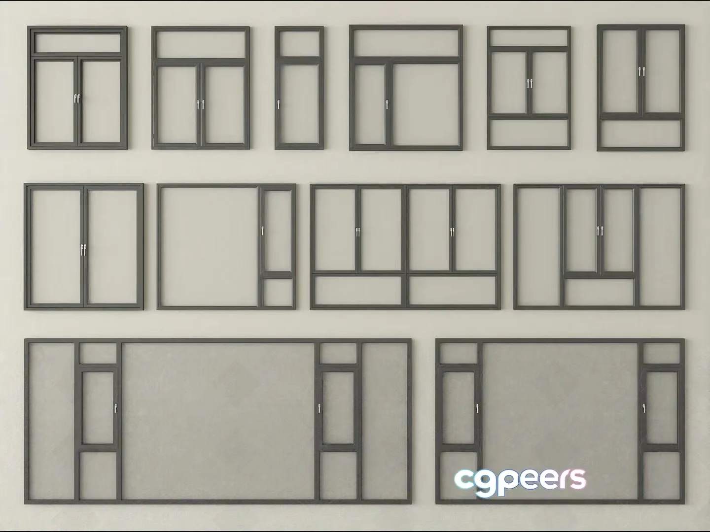 Gray Screen Door Frames 3D Model – 18045 – VRAY Render
