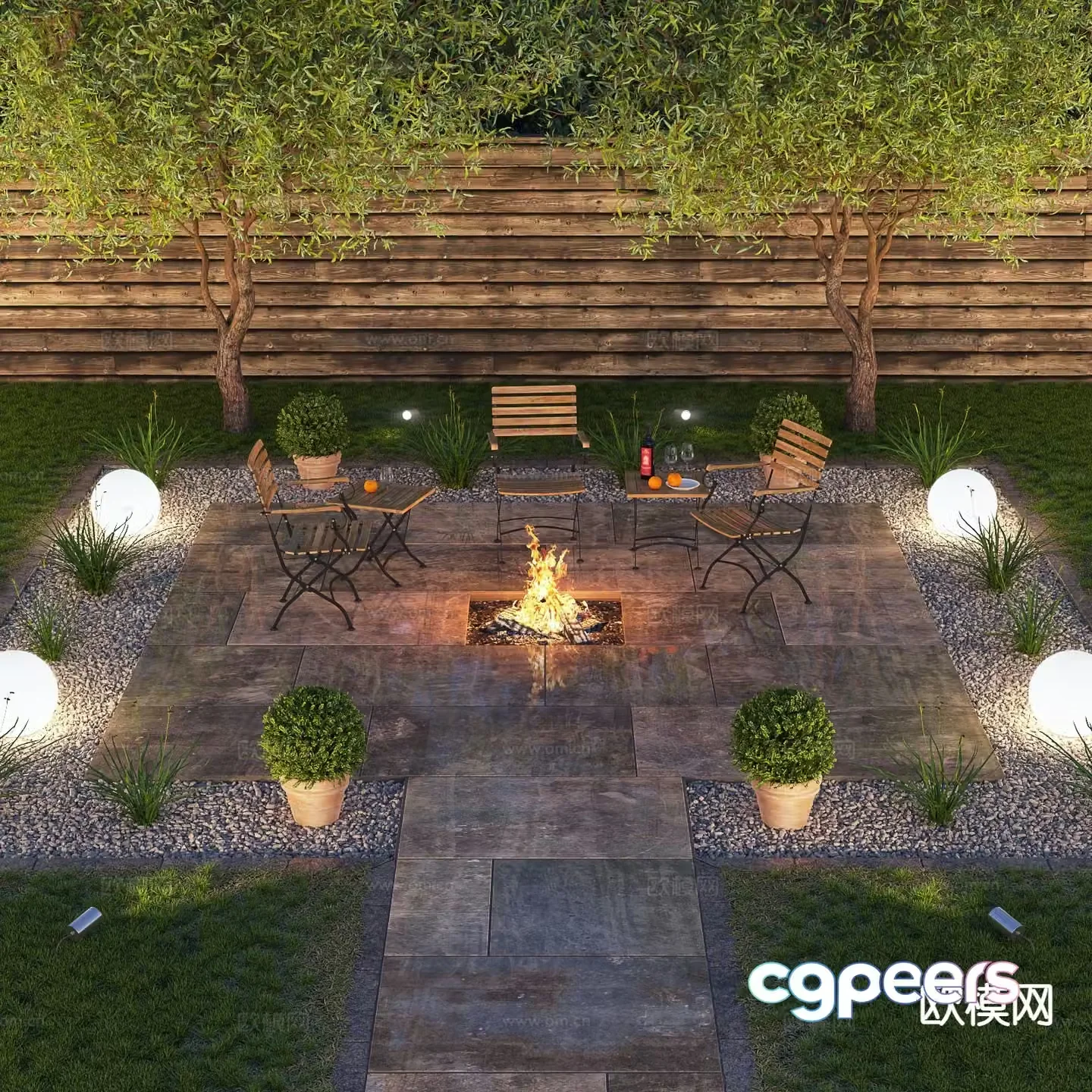 Modern courtyard landscape garden landscape 3d model