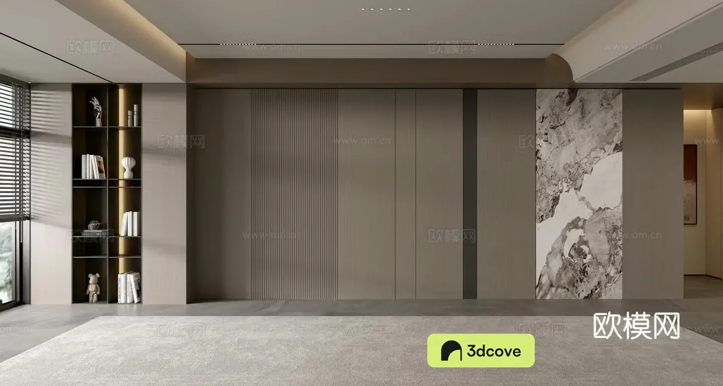 Modern Italian living room light luxury sofa background wall villa living room