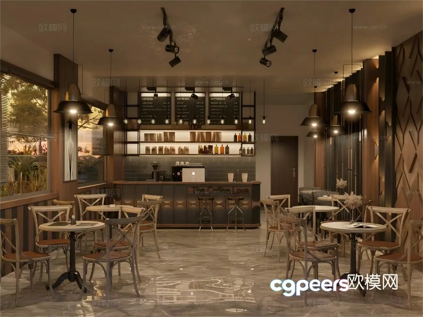 Modern Cafe Coffee Shop Retro Cafe Bar 3D Model