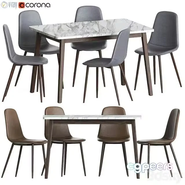 3ds Max Free – Dinning set 40 (table GAMMELG, chair JONSTRUP cognac)