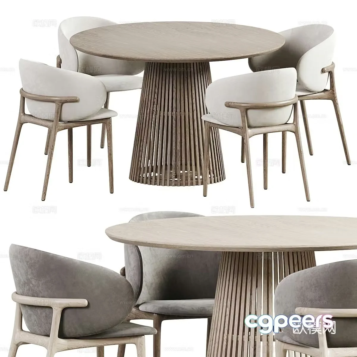 New Chinese dining table and chair 3D model