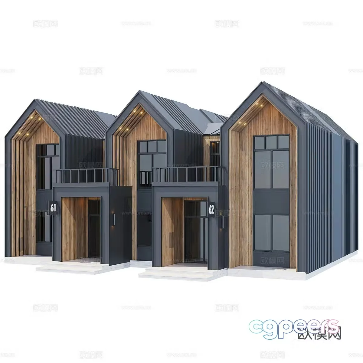 villa mountain house wooden house 3d model