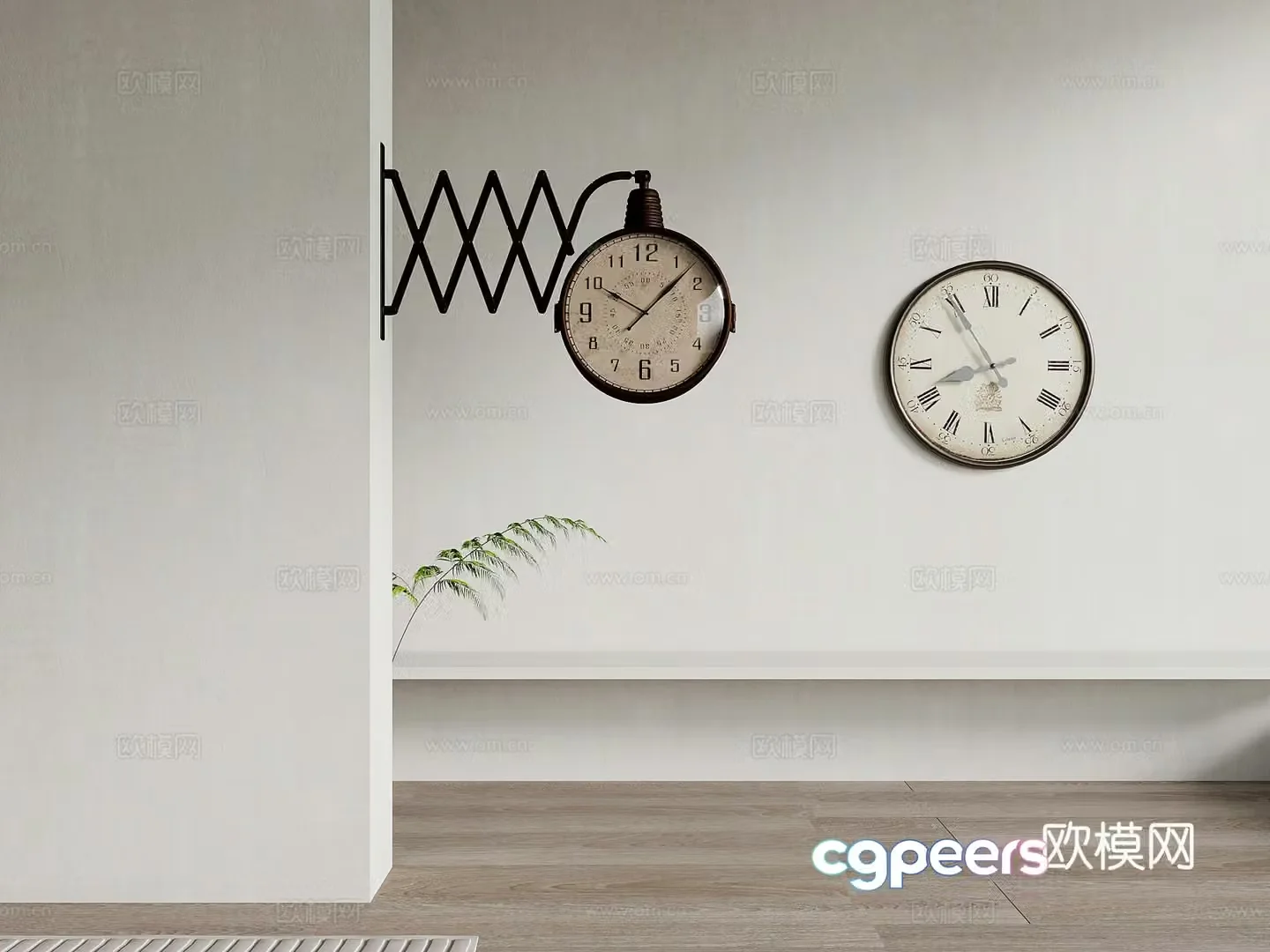 Watch American retro clock Wall clock 3d model