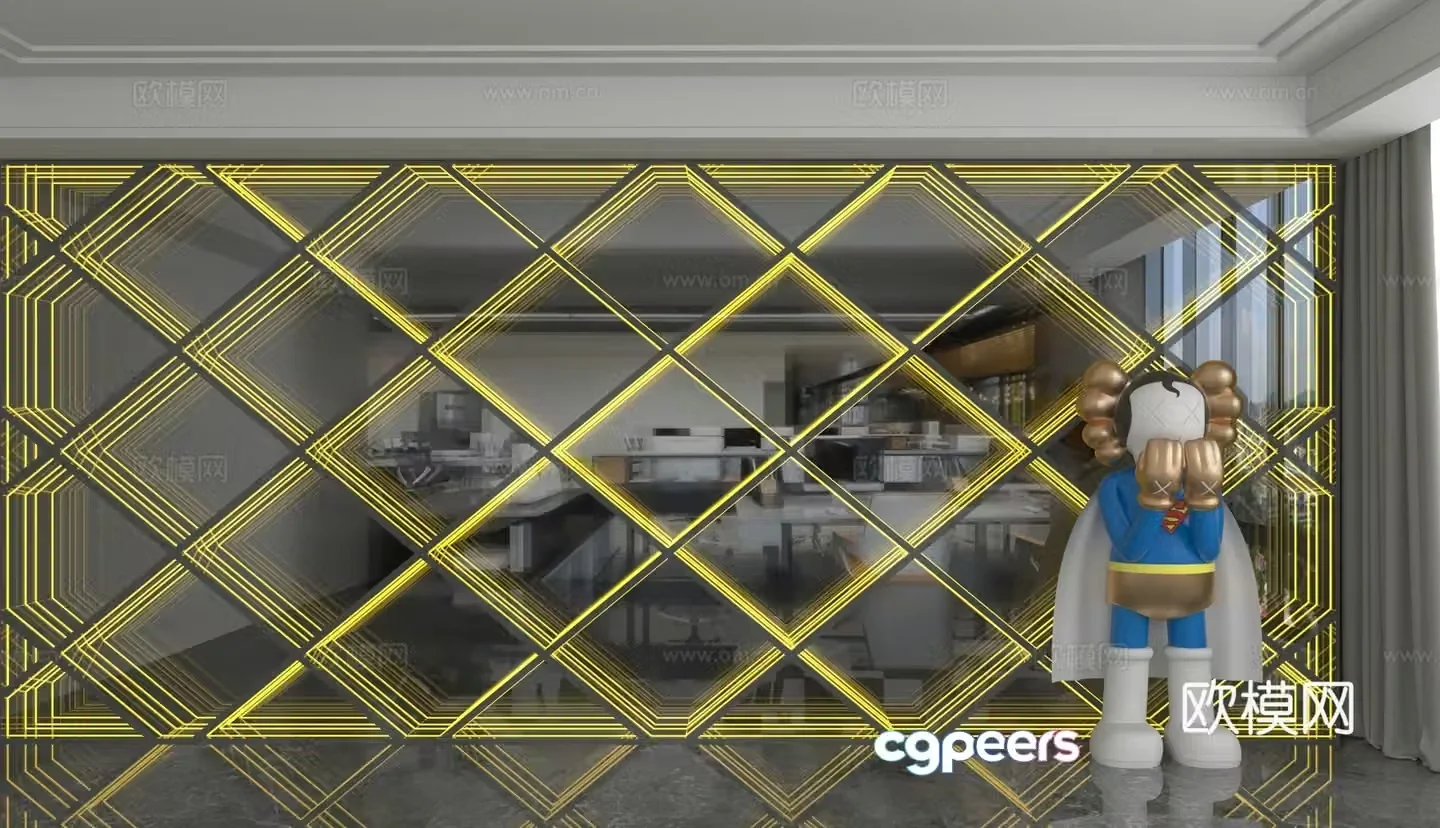 Modern background wall 3d model