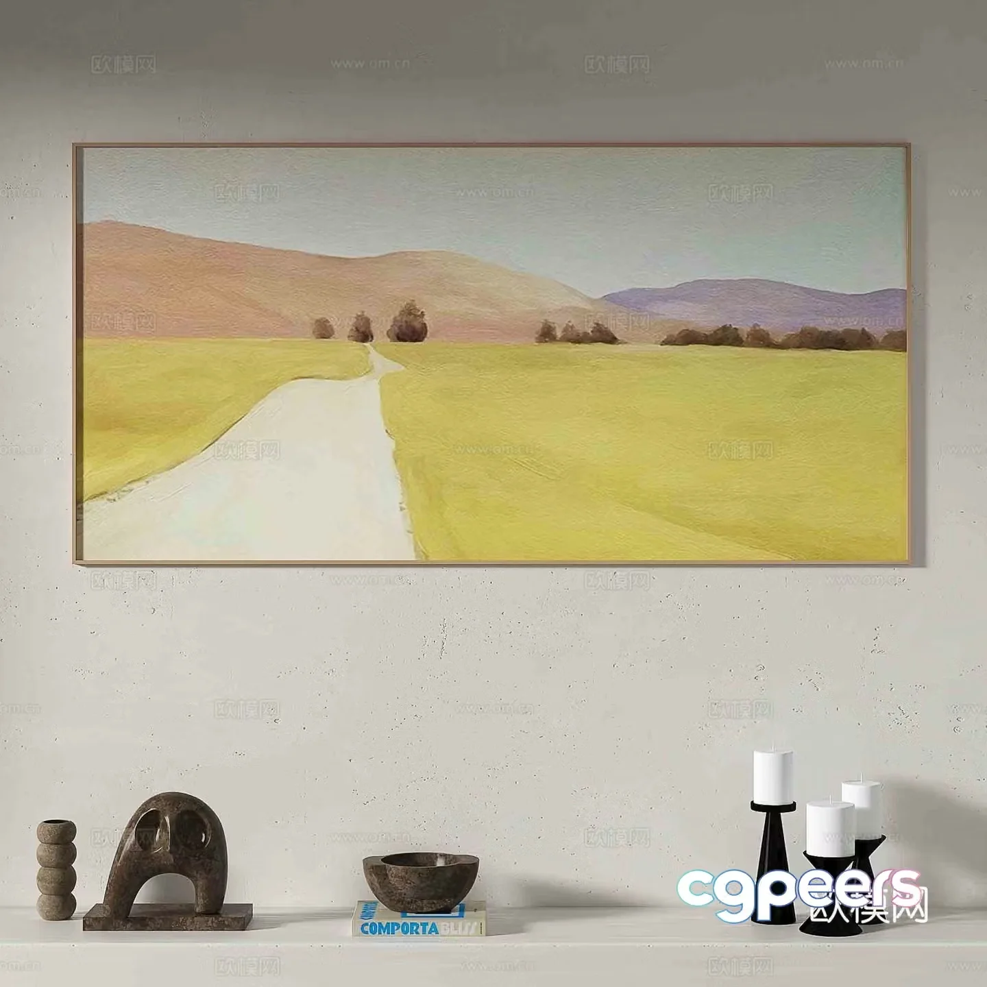 Modern oil painting decorative painting 3d model