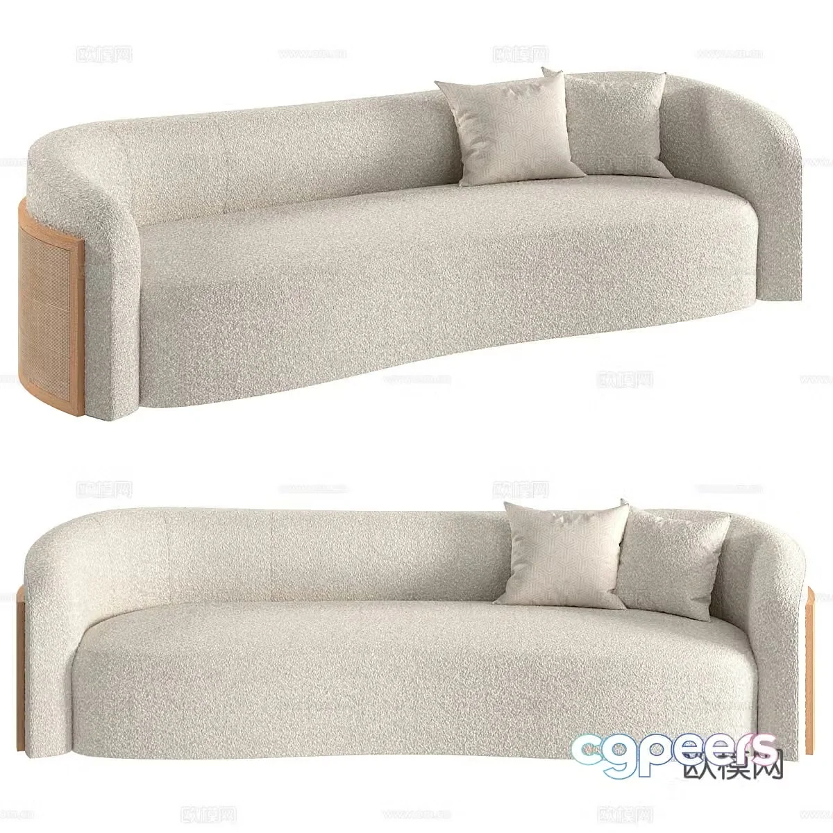 Creamy multiplayer sofa 3d model