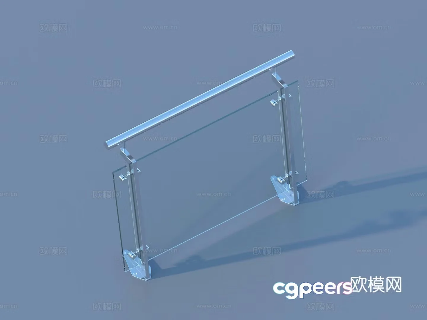 Glass railing guardrail 3d model