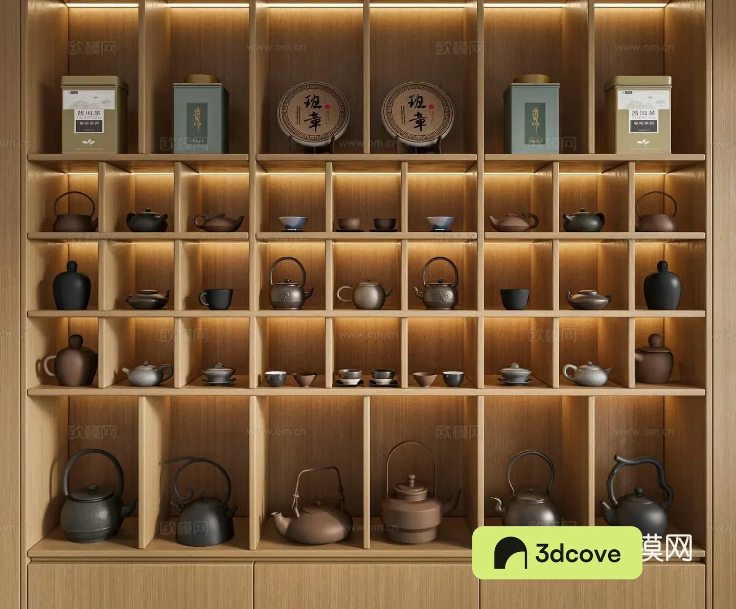 New Chinese tea set tea leaves tea cups tea cakes tea cabinet