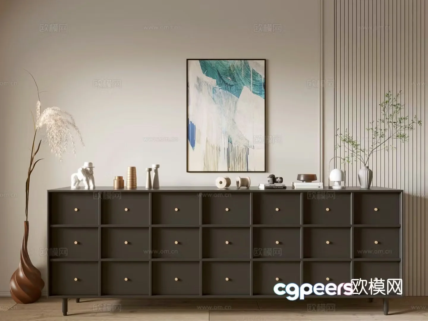 Modern black cabinet chest of drawers treasure chest 3d model