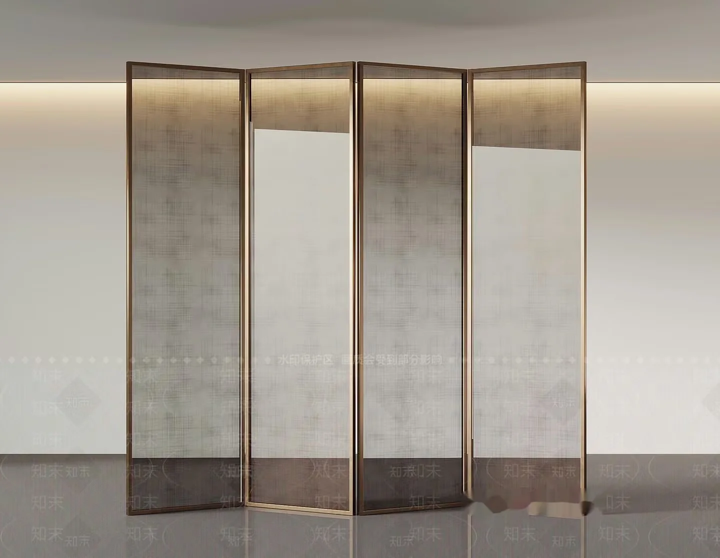 A Room Divider With A Gold Frame 3D Model – 134 – VRAY Render