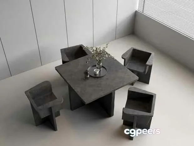 Minimalist Dining Set 3D Model – 8049 – VRAY Render