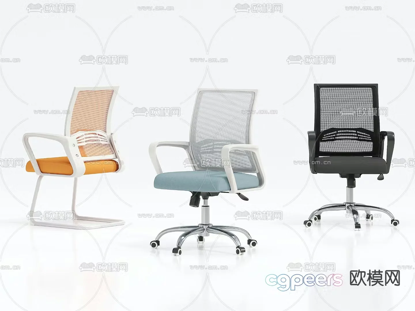 Grid staff chair office chair 3d model