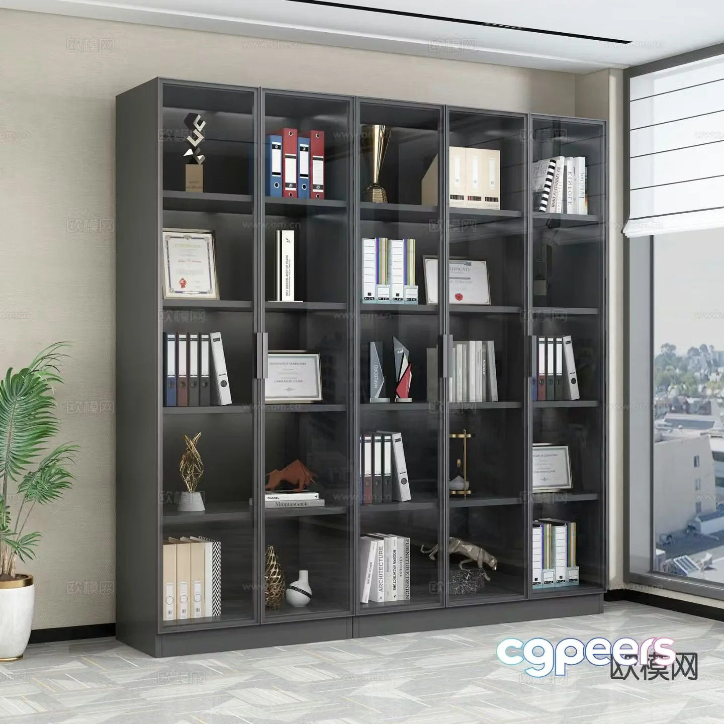 Modern bookcase display cabinet 3d model