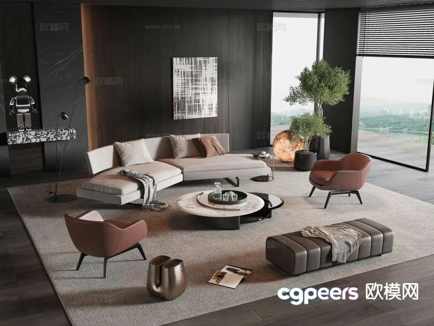 Italian sectional sofa 3d model