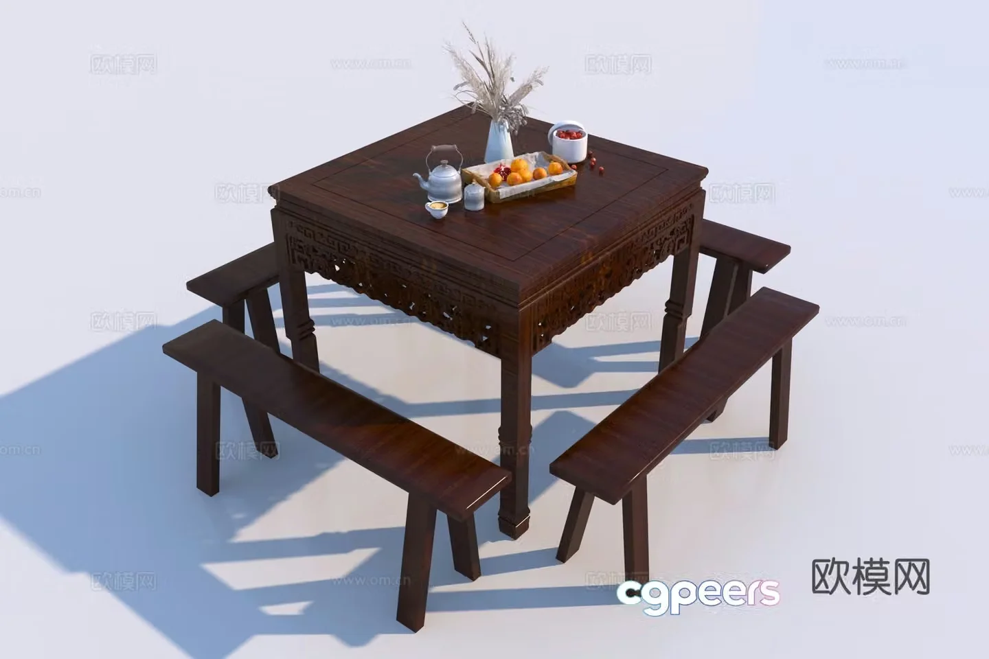 Chinese eight immortal table 3D model