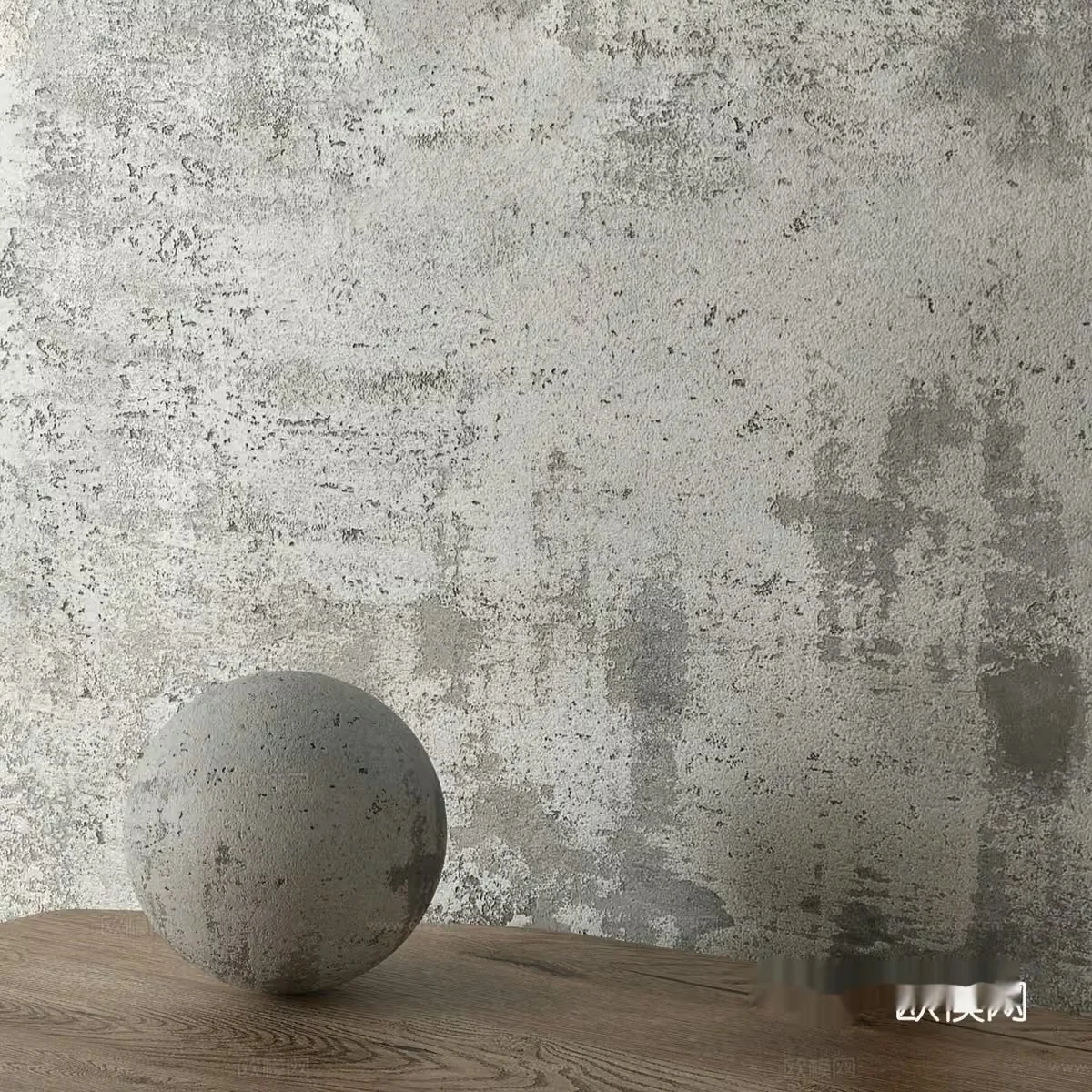 The Main Subject Is A Gray Ball On A Wooden Surface 3D Model – 8234 – CORONA Render