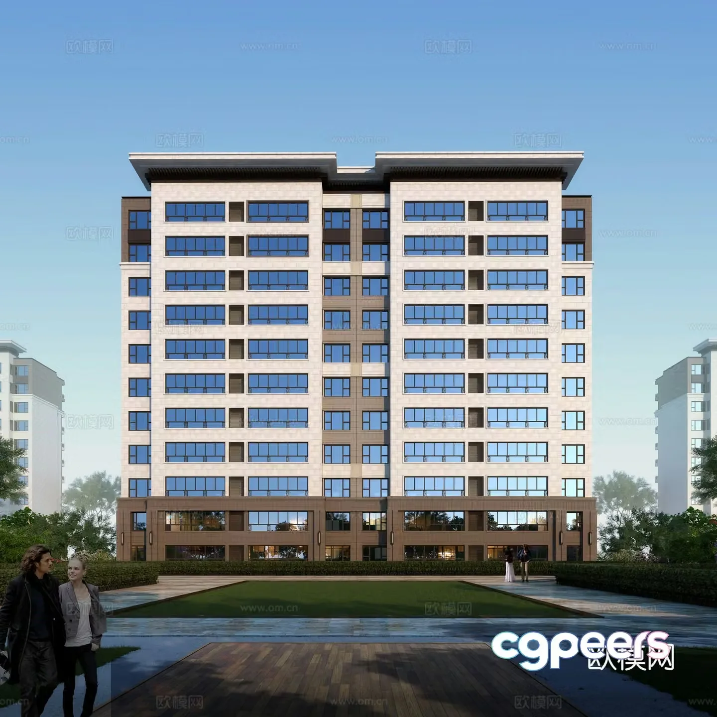 High-rise residential exterior 3D model