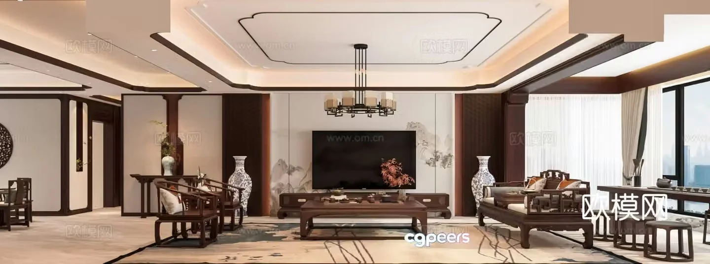 New Chinese style living room 3d model