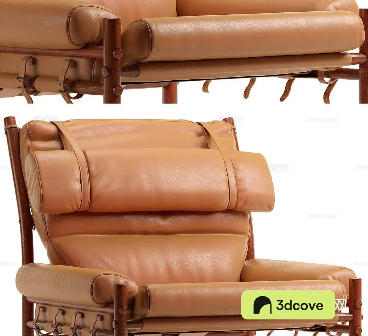 Arne Norell Medium Style Leisure Chair Leather Leisure Chair 3D Model