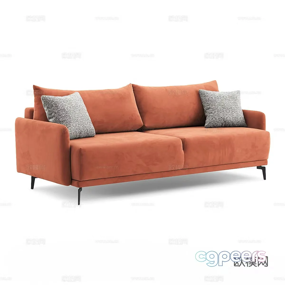Modern Italian minimalist double casual sofa 3d model