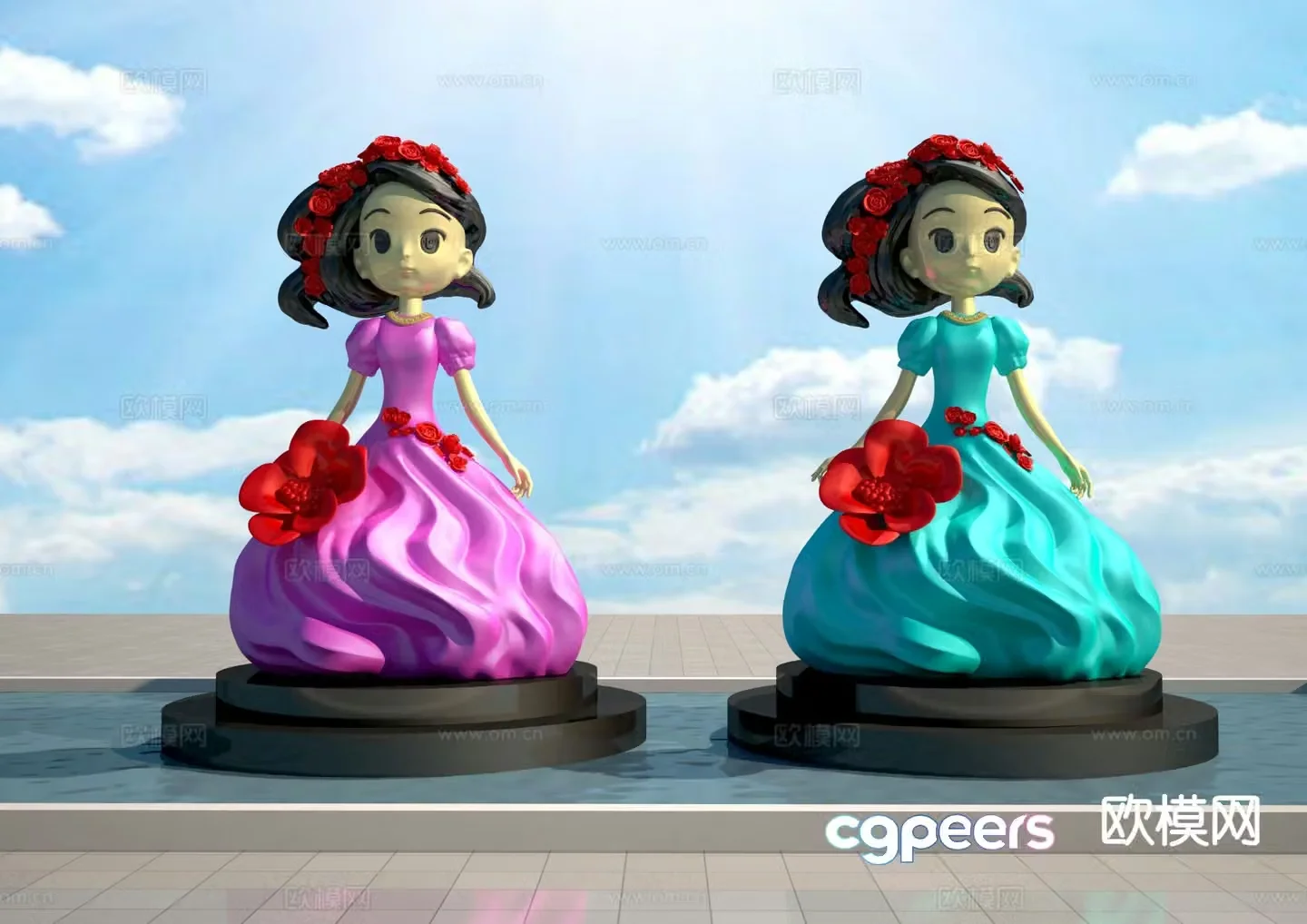 Cartoon girl sculpture character sculpture 3d model