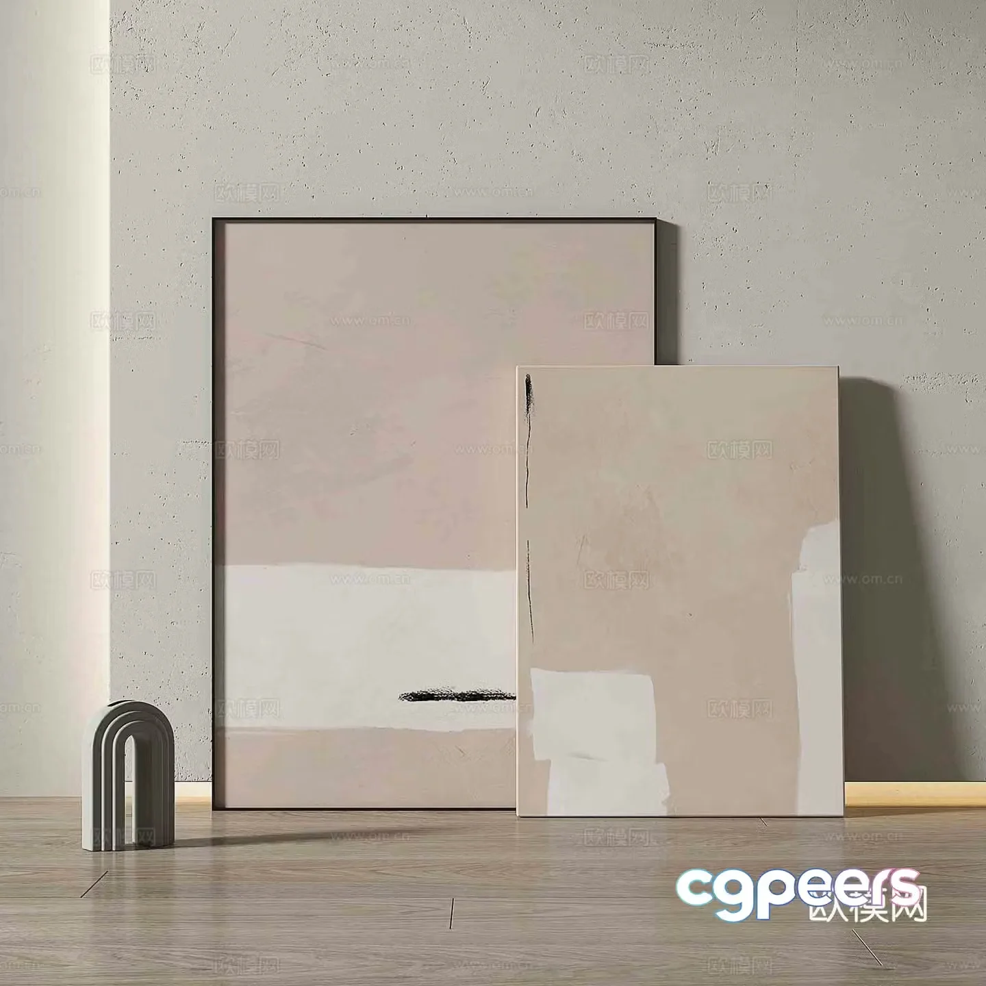 Modern texture painting decorative painting 3d model