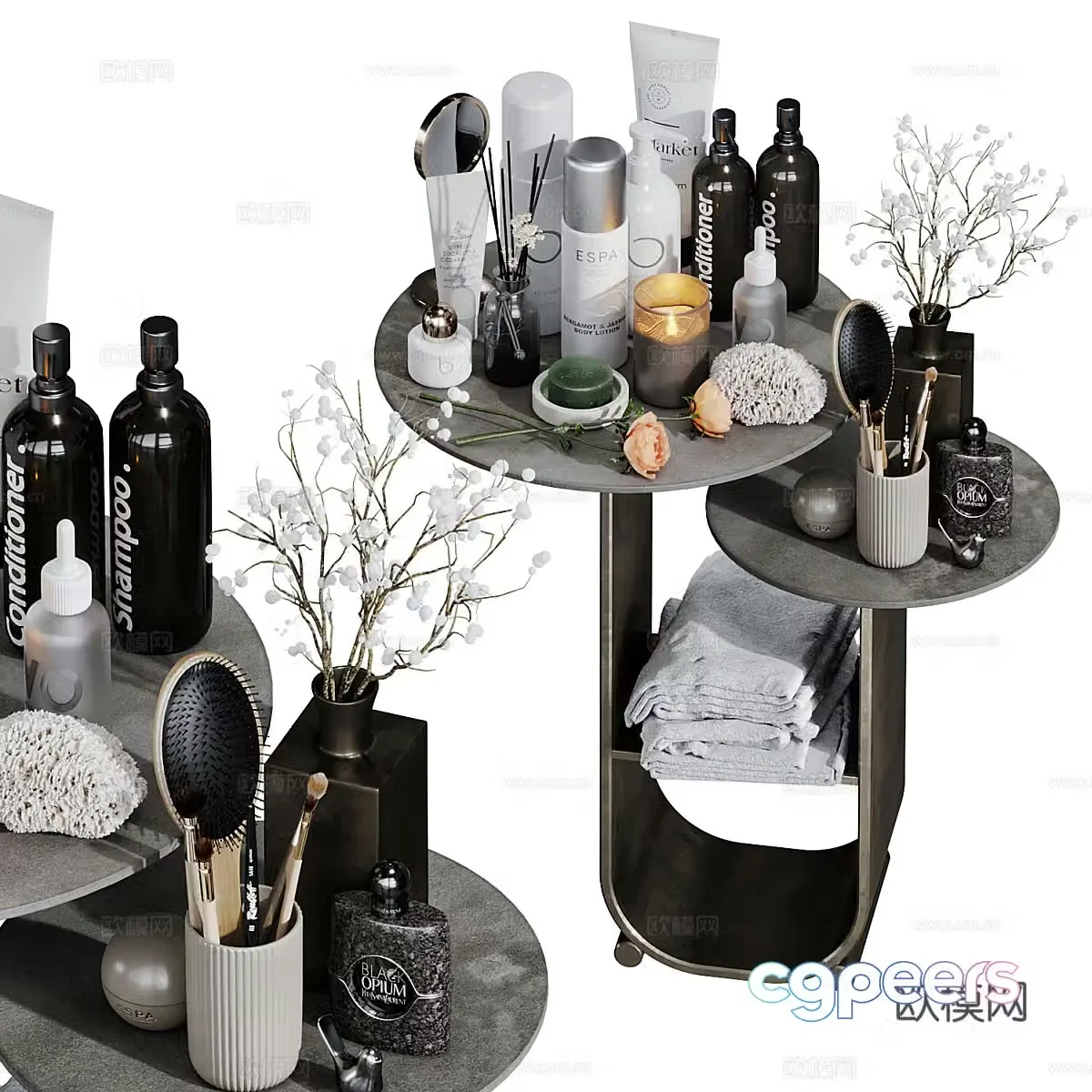 Modern cosmetics toiletries bathroom stools 3D model
