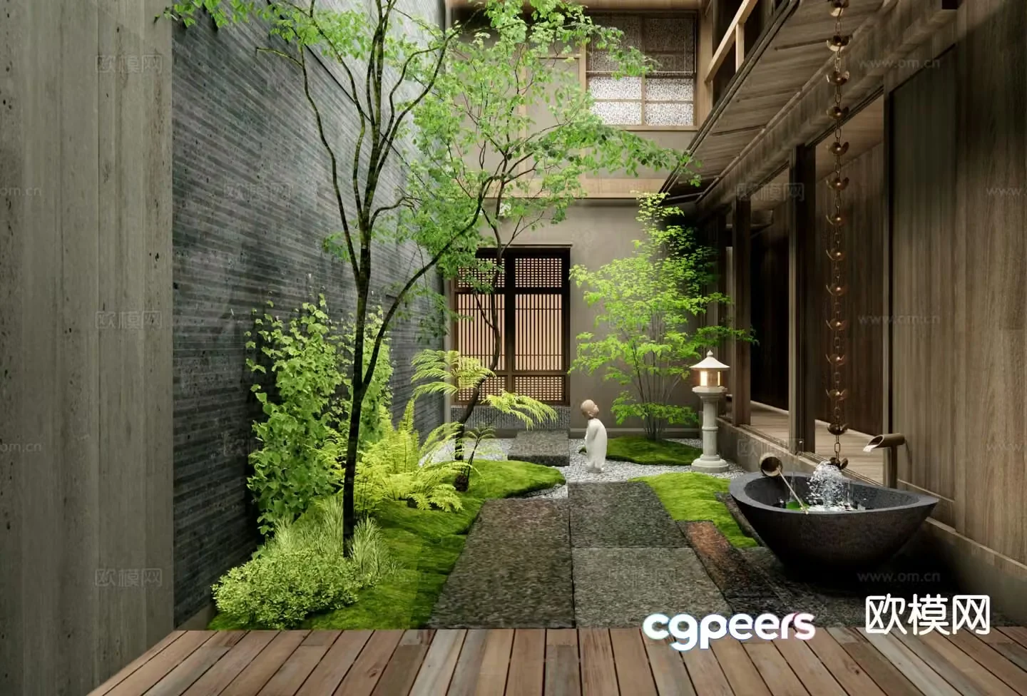 Courtyard landscape patio garden 3d model