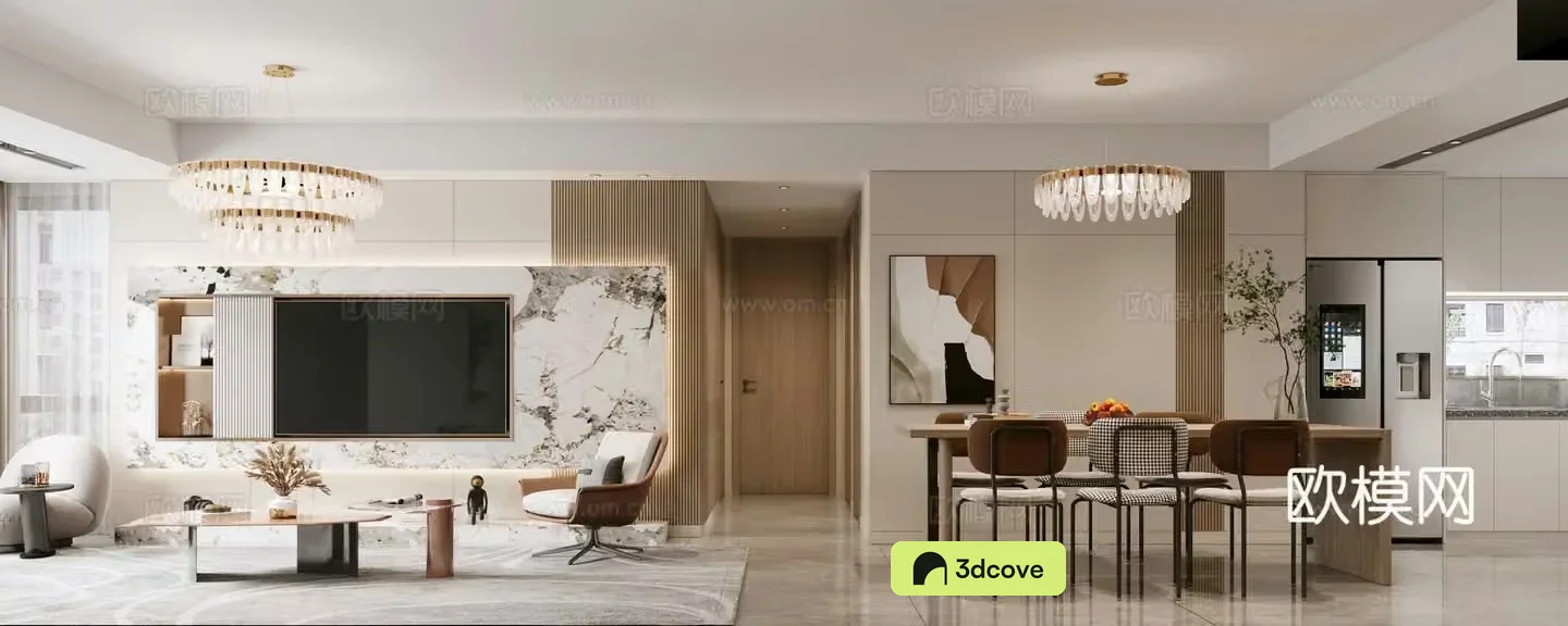 Modern living and dining room
