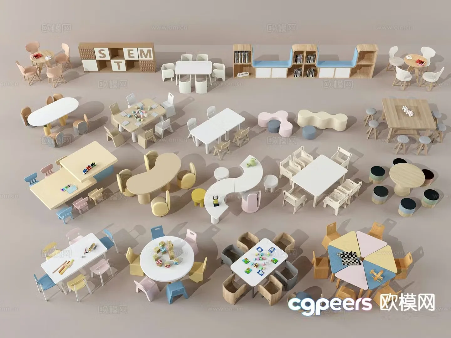 Modern children’s table and chair 3d model
