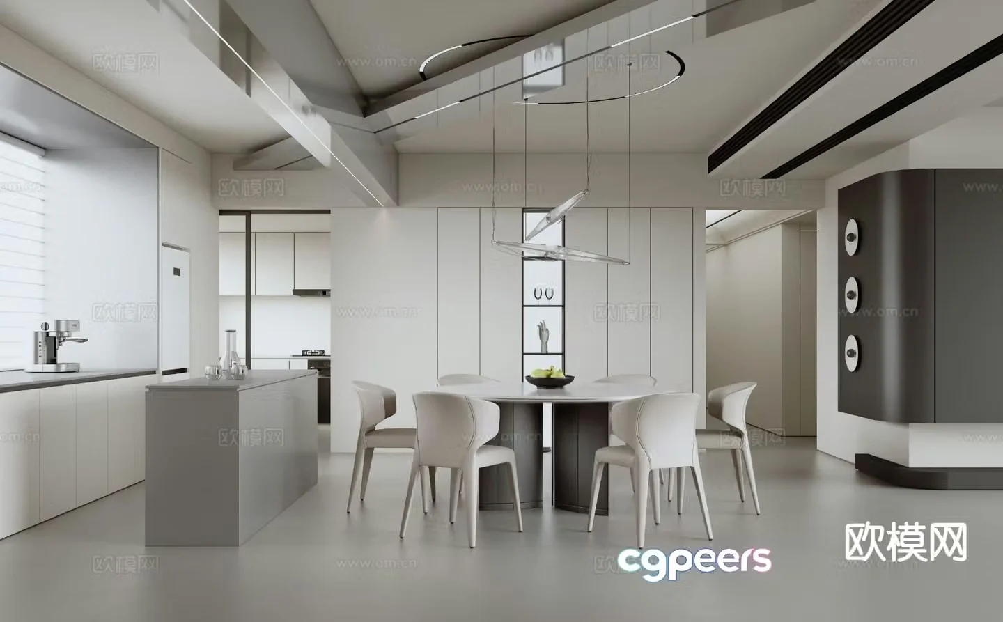 Modern minimalist restaurant 3d model