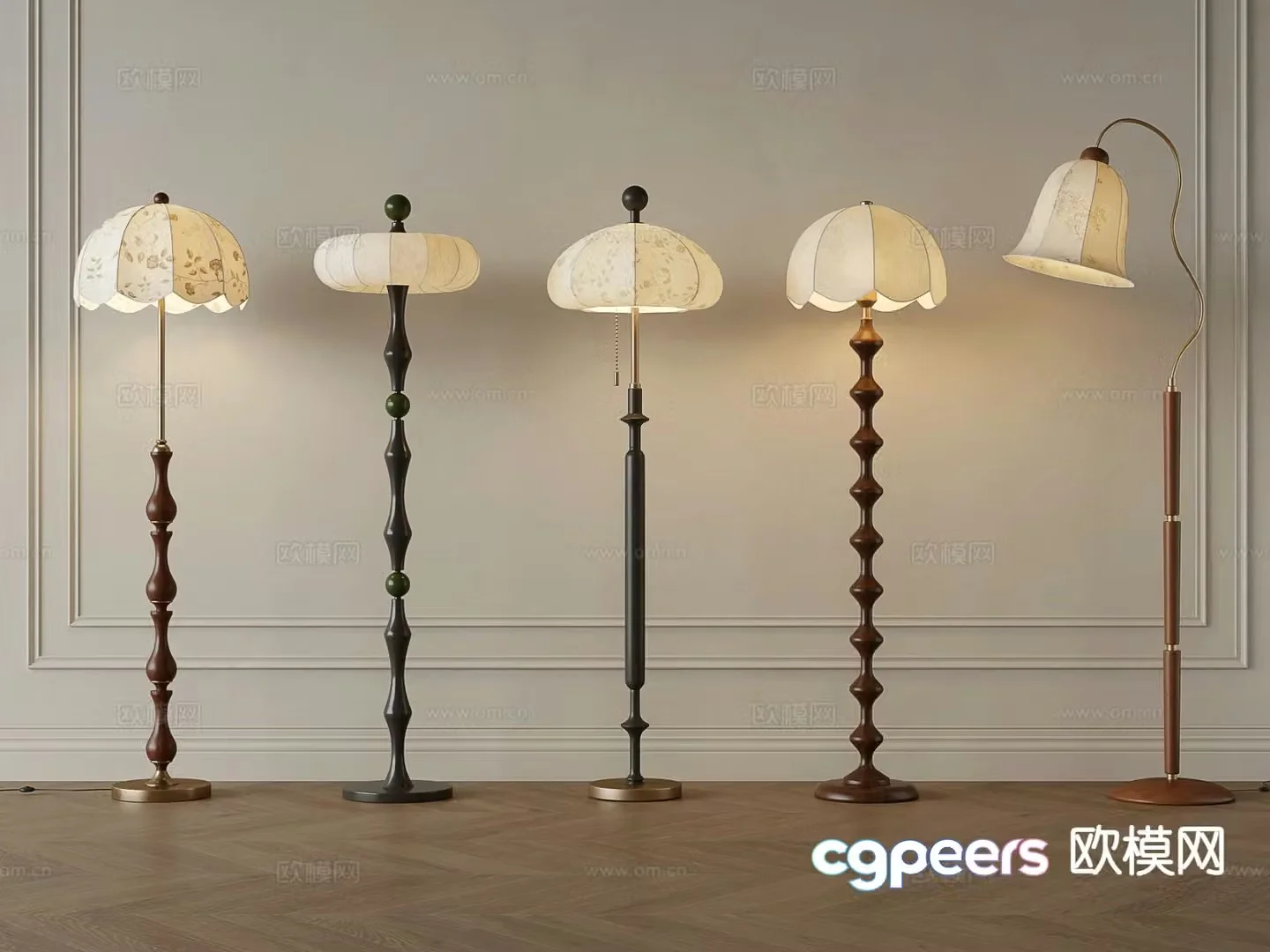 Middle-aged floor lamp 3d model