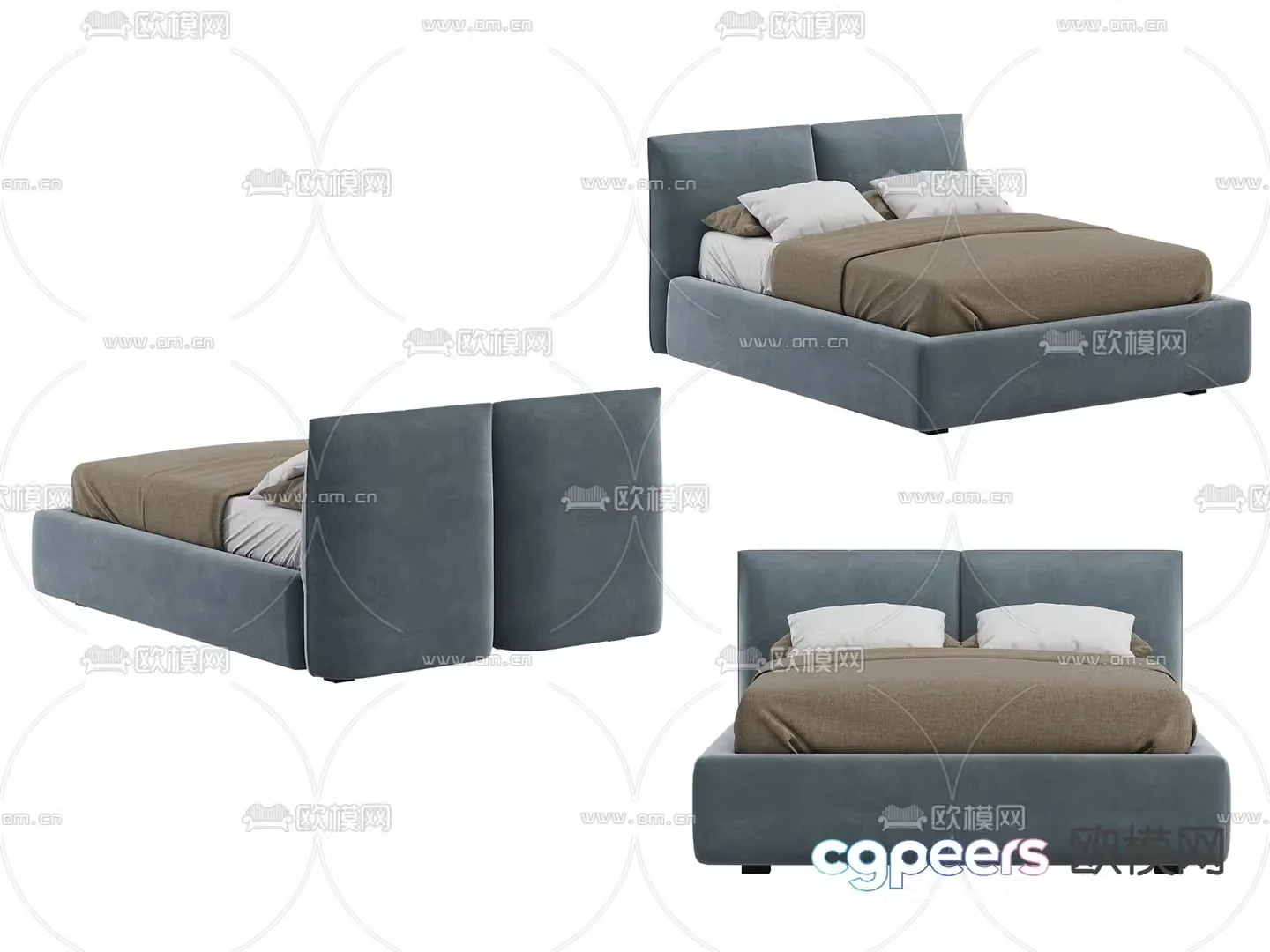 Modern double bed 3d model