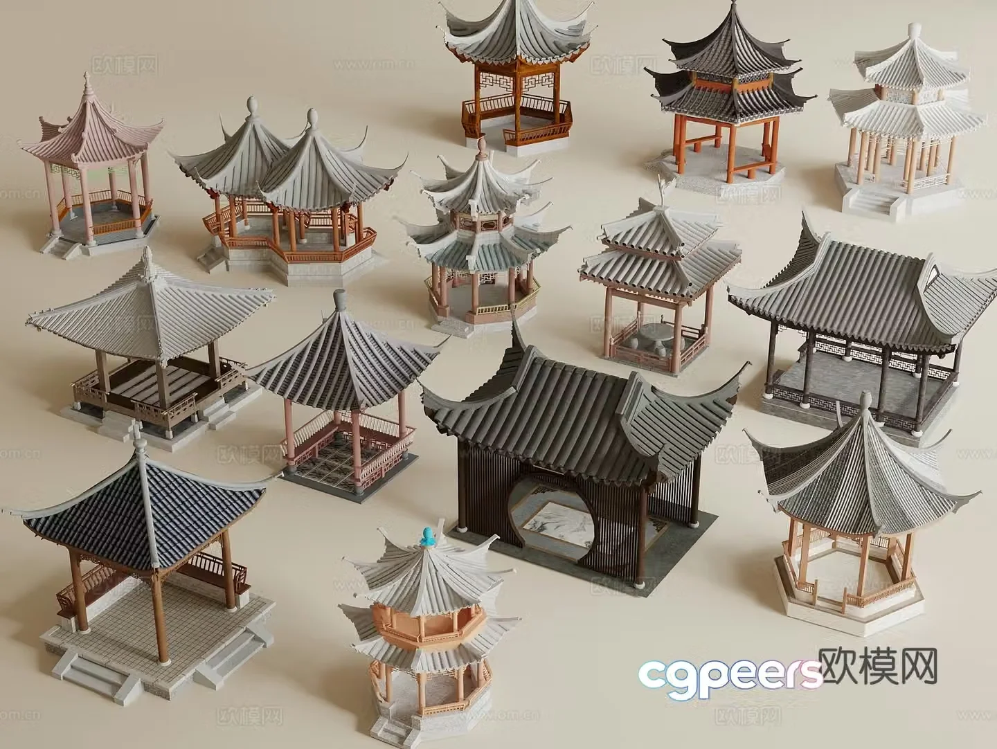 New Chinese-style landscape pavilion pavilion pavilion pavilion 3D model