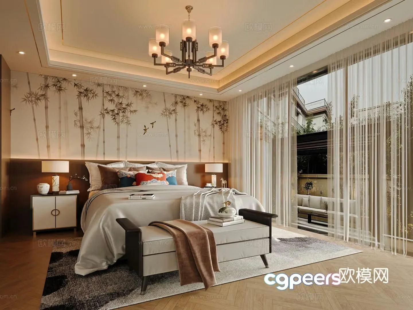 New Chinese bedroom 3D model