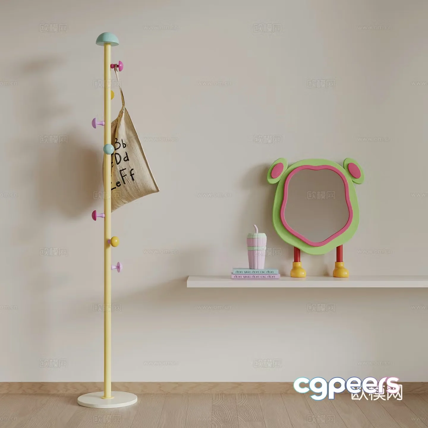 Dopamine clothes rack mirror 3d model