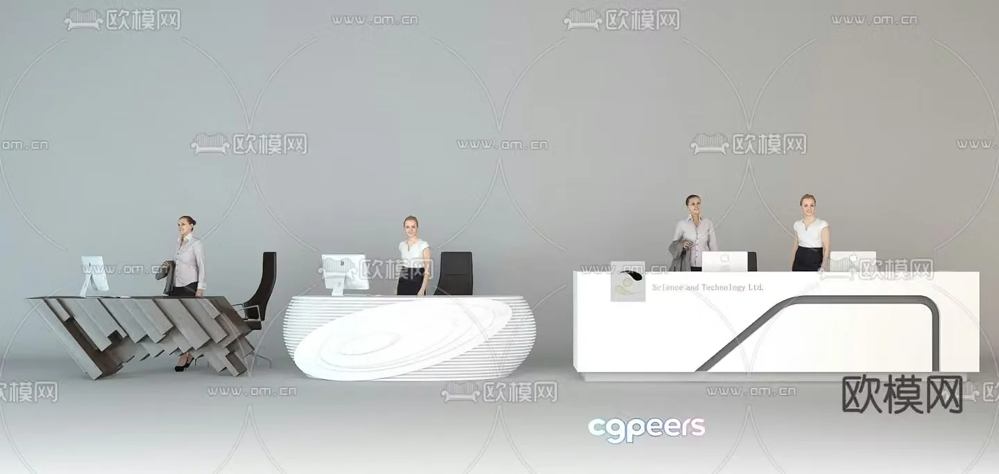 Modern front desk reception desk service desk 3d model